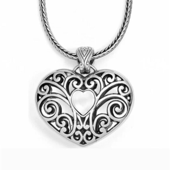 NWT Brighton Sofi Puffy Heart Silver-plated Crystal Necklace - Picture 2 of 12